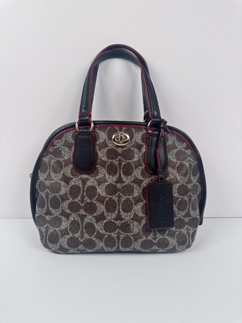Coach Prince Street Turn lock Dome Crossbody Satchel Style Black/Brown/Red - Picture 4 of 16